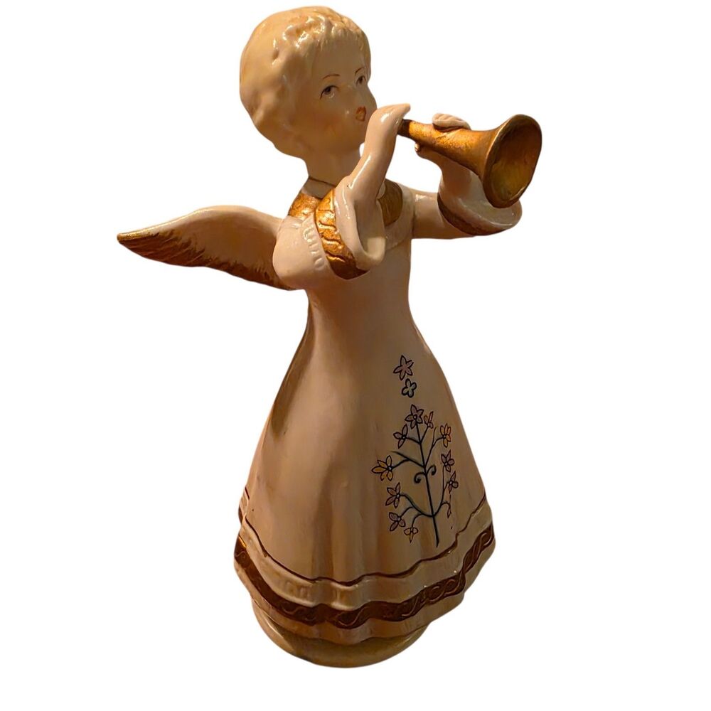 Schmid Angel Musical Laras Theme Vintage Ceramic Horn Trumpet Japan MCM Vtg